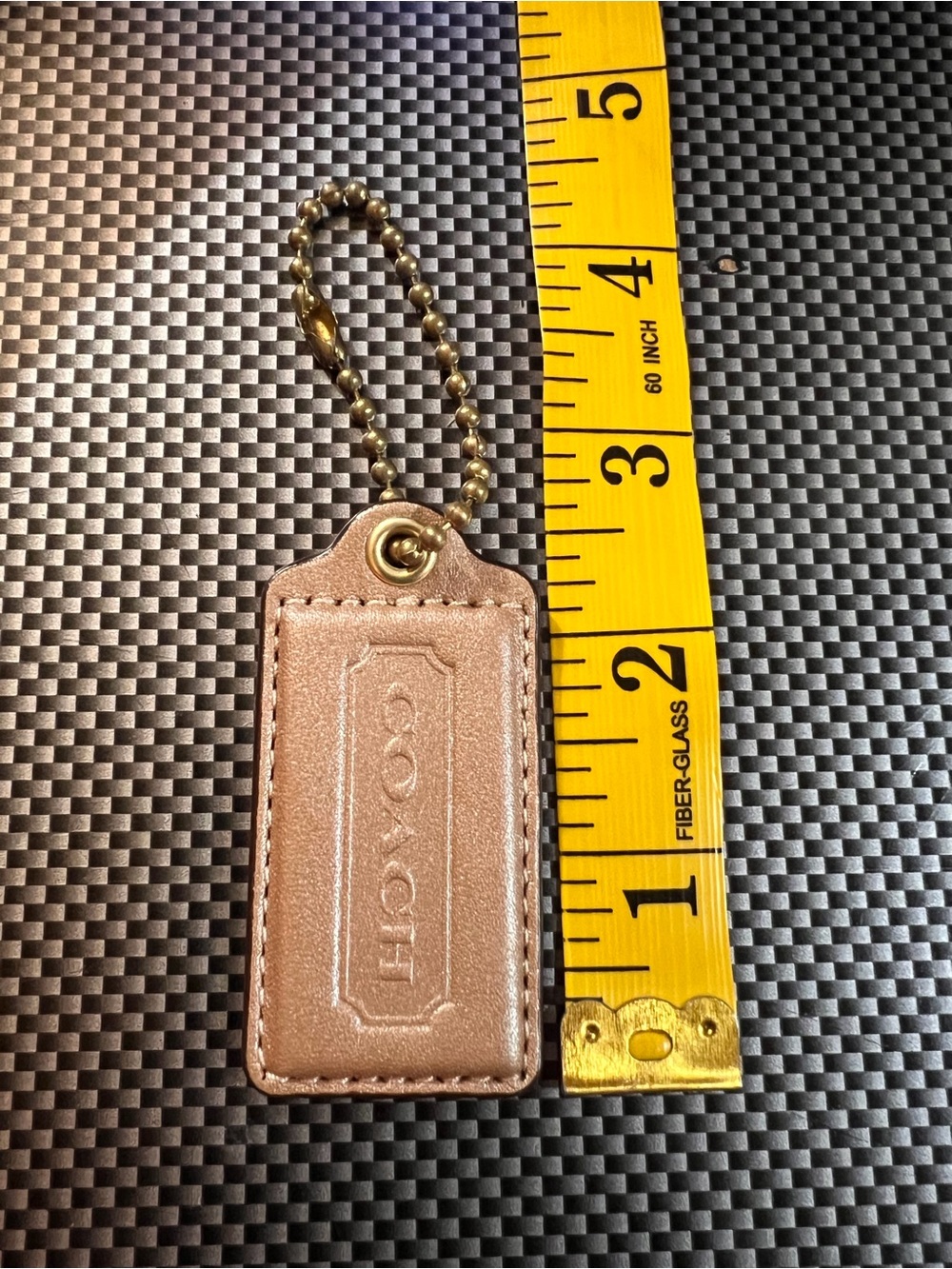 COACH Leather hang Tag in brown Champaign with gold hardware